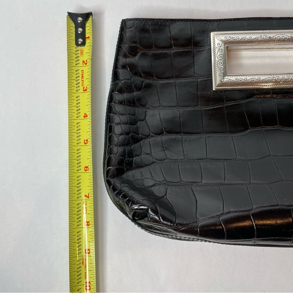 Vintage Brighton Croc Embossed Black Leather Magnetic Close Clutch - Picture 15 of 15
